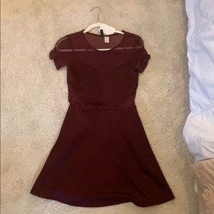 maroon dress with mesh